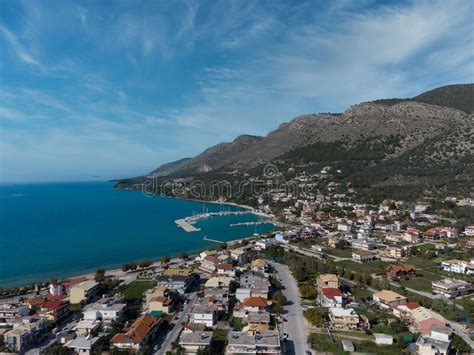 Beautiful Aerial View of Pataria Village Buildings at the Coastine ...