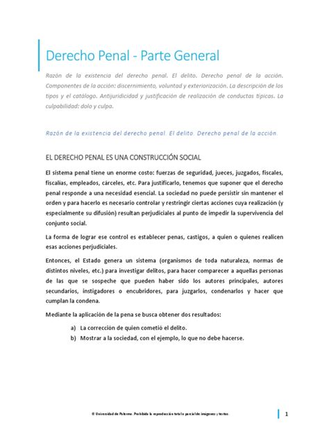 Derecho Penal Parte General V1 0 Pdf Derecho Penal Intención Derecho Penal