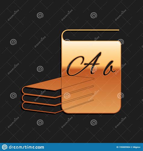 Gold Abc Book Icon Isolated On Black Background Dictionary Book Sign