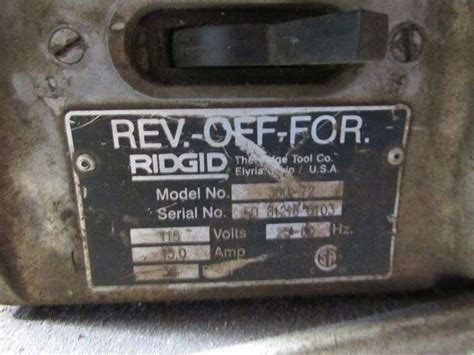 Ridgid Rev Off Fct Pipe Threader Model No 300 T2 115v With Tri