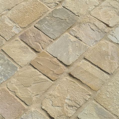 Sandstone Setts Fossil Light Gold Cobblestones Mixed Size Pack 450