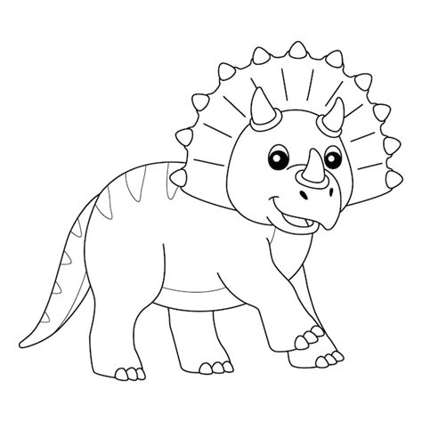 Triceratops Coloring Page Isolée Pour Les Enfants Vecteur Premium