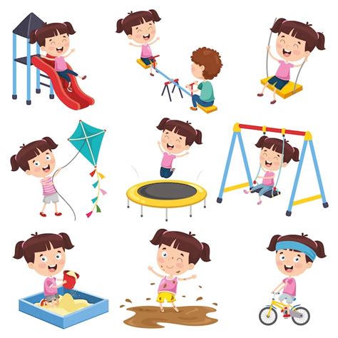 Premium Vector Vector Illustration Of Cartoon Girl Doing Various