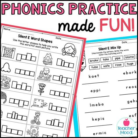 Long Vowel Silent E Phonics Worksheets 1st Grade Word Work Made By Teachers