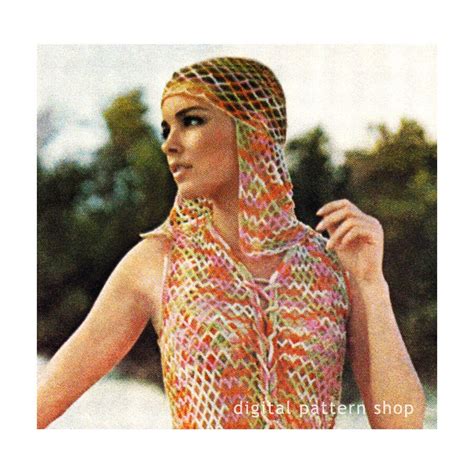 Crochet Bikini Pattern Mesh Beach Caftan Crochet Pattern Side Tie Boy Shorts Headpiece Bathing