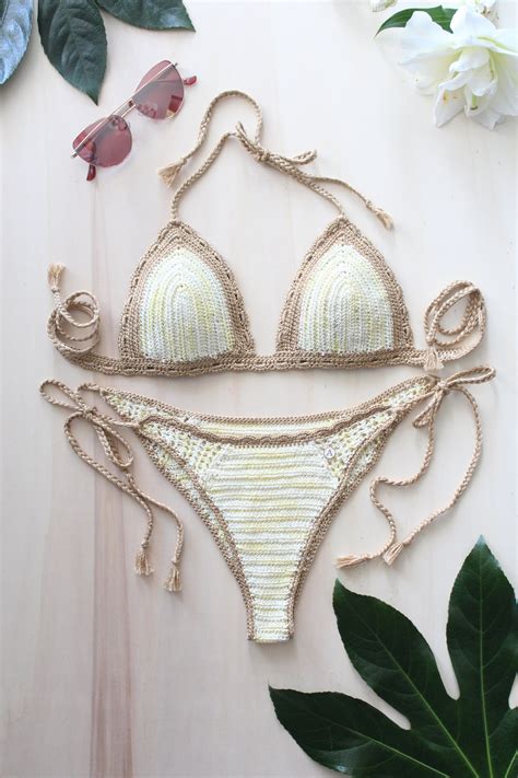 Häkel Bikini Handgemachter Baumwoll Badeanzug Boho Bikini Etsy