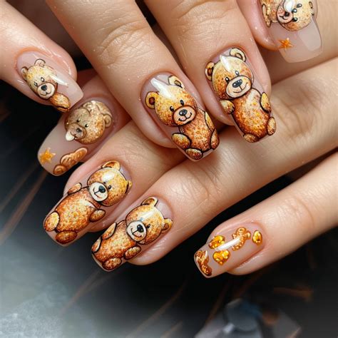 Simple Diy Teddy Bear Nail Art At Home Daring Lily