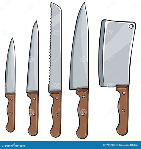 Vector Set Of Kitchen Knives Stock Illustration Illustration Of Metal