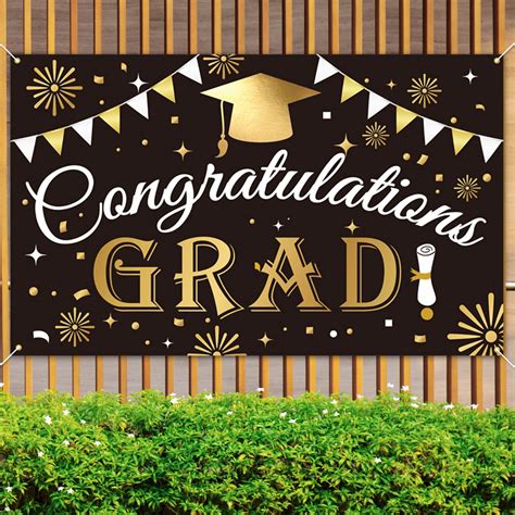 Buy Graduation 2022 Decorations Congrats Grad Banner Black Graduation Backdrop 71 X 40 Inch