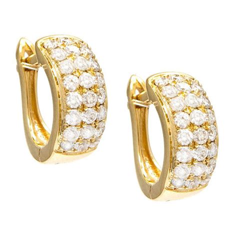 K Yellow Gold Ct Tw Diamond Micro Pave Hoop Earrings Laeay C