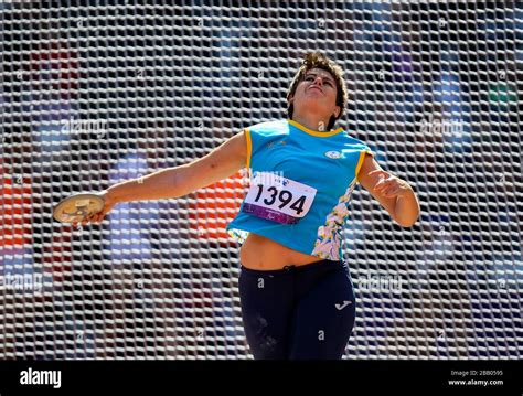 Ukraine's Mariia Pomazan throws during her women's discuss throw F35/36 ...