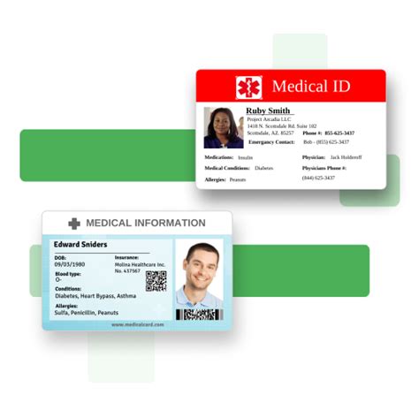 4 Pack Emergency Medical Information Id Card Red Medical Condition And