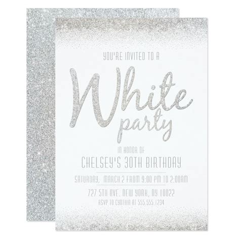 Sparkling Glitter White Party Invitations In 2020