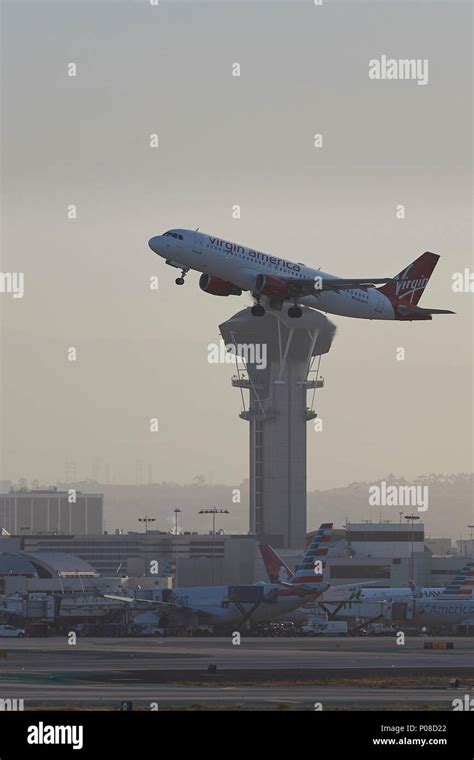 Virgin America Airbus A Passenger Jet Taking Off From Los Angeles