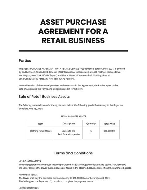 Business Purchase Deposit Agreement Template Google Docs Word Apple