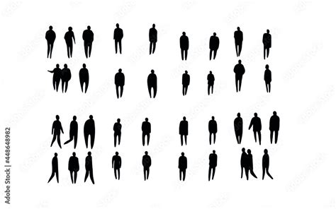 Vector Illustration Outline Silhouettes Of People Contour Drawing
