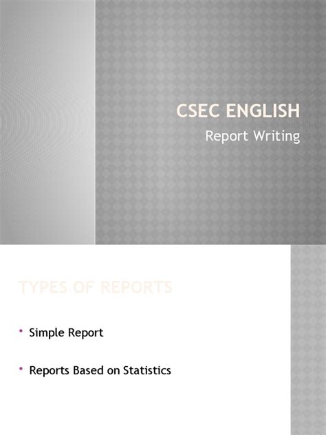 Csec English Report Writing Pdf