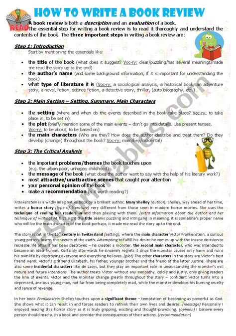 HOW TO WRITE A BOOK REVIEW ESL Worksheet By Lidukas