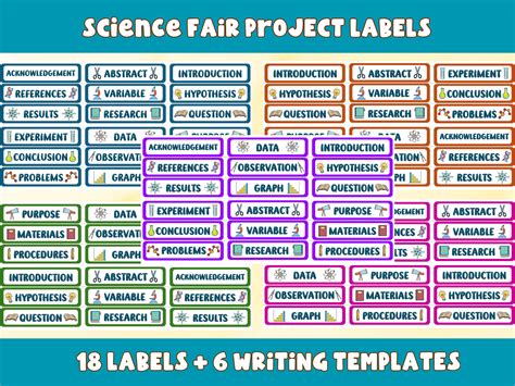 18 Science Fair Project Labels And 6 Writing Templates Available In 5
