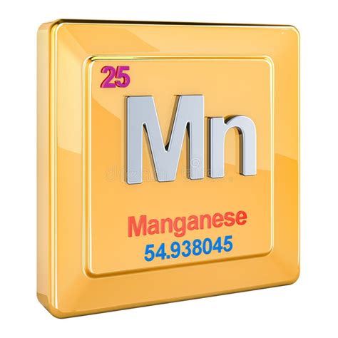 Manganese Mn Chemical Element Sign With Number 25 In Periodic Table