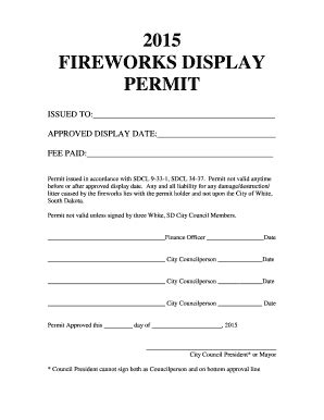 Fillable Online 2015 FIREWORKS DISPLAY PERMIT Fax Email Print PdfFiller