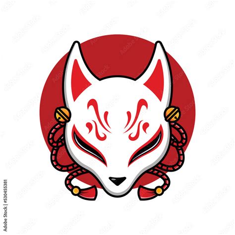 Kitsune Fox Mask Icon Traditional Japanese Symbol Simple Vector