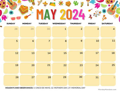 May 2024 Calendar Templates For Word Excel And Pdf