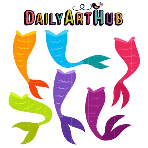 Mermaid Tails Clip Art Set Daily Art Hub Graphics Alphabets And Svg