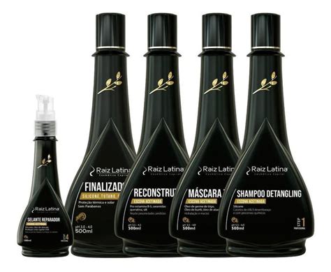 Kit Escova Acetinada Completo Raiz Latina Hidrata O Profissional Sal O