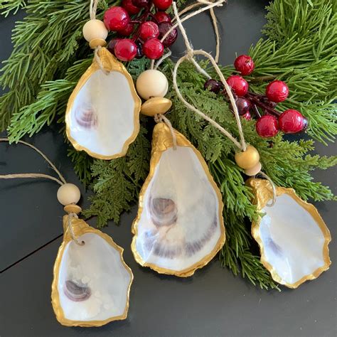 Natural Oyster Shell Ornaments T Ideas Coastal Decor Etsy