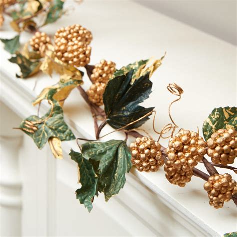 Gold Artificial Berry And Leaf Garland Christmas Garlands Christmas And Winter Holiday