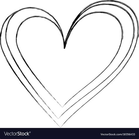 Linear Cartoon Hand Drawn Heart Doodle Royalty Free Vector