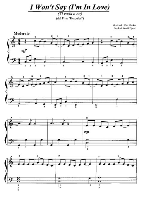 I WON T SAY I M IN LOVE Easy Piano Sheet Music Easy Sheet Music