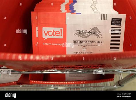 A Box Of Ballots Mailed In For The Washington State Primary Election