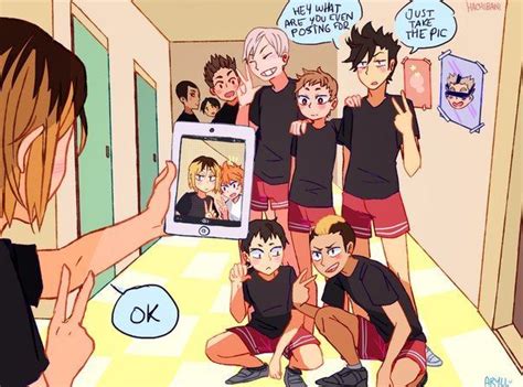 Kenma Nekoma And Hinata Photo Selfie Meme Thing ตัวละครจากการ์ตูน อะ