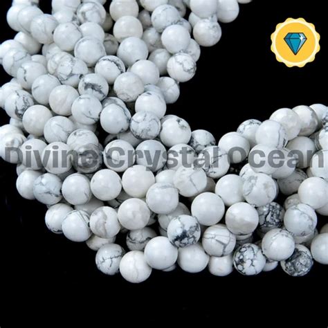 White Howlite Beads String 8mm Mala Shape Round Size 8 Mm 12 Mm