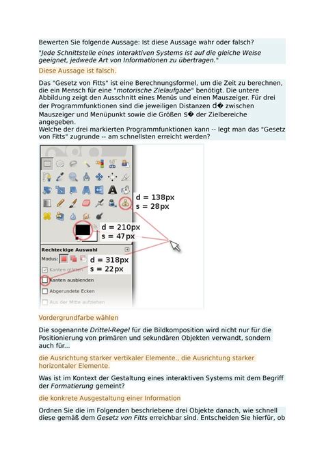 Selbsttest Lösungen 4 Einführung in Mensch Computer Interaktion