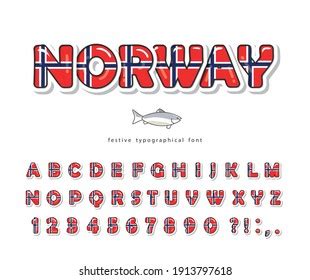 Norway Cartoon Font Norwegian National Flag Stock Vector (Royalty Free ...