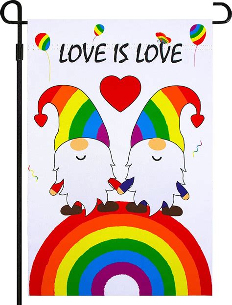 Rainbow Love Is Love Gnome Garden Flag Double Sided X Inch Gay