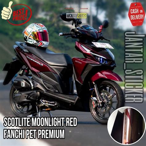 Jual STICKER SCOTLITE MERAH LEMBAYUNG HITAM STIKER SKOTLET MOTOR