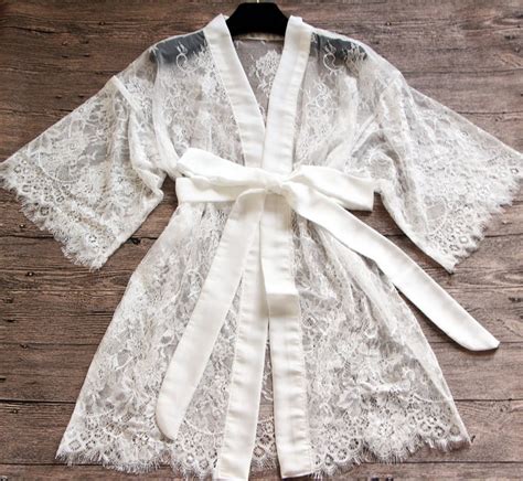 Bridal Lace Sheer Kimono Robe Honeymoon Robe Lace Robe Bride Etsy