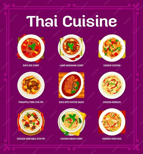 Premium Vector Thai Cuisine Menu Asian Restaurant Food Dishes