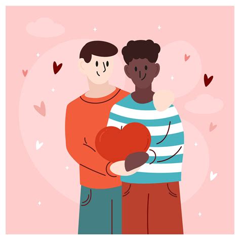 Valentines Day With Gay Couple LGBTQ Love Vector Art At Vecteezy
