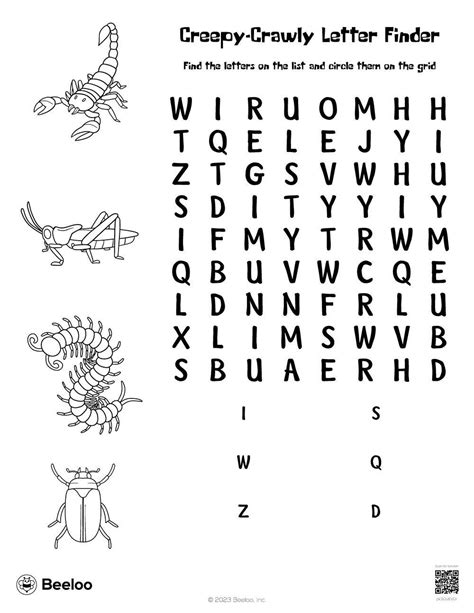 Creepy Crawly Letter Finder Beeloo Printable Crafts And Activities