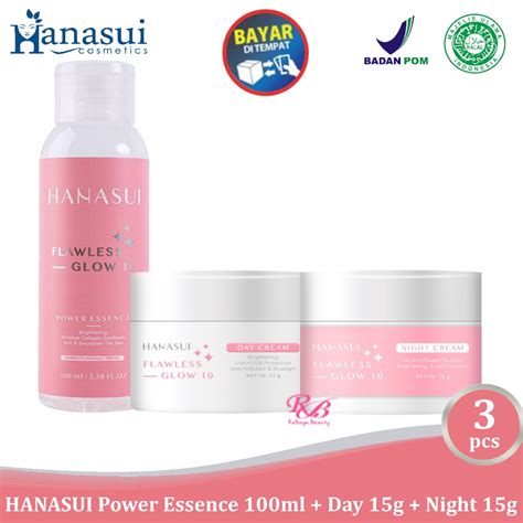 Jual HANASUI Flawless Glow 10 Paket 3 Power Essence 100 Ml Day