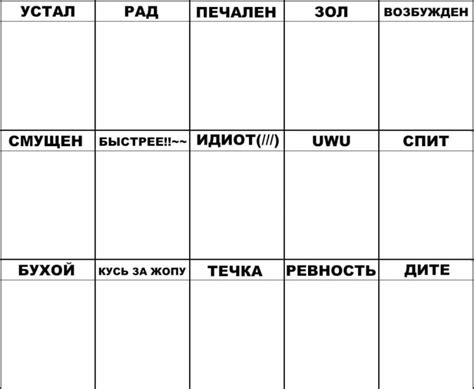 Создать мем "таблица эмоций, эмоции персонажа таблица пустая, бинго ...