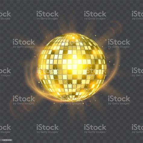 Disco Ball Isolated Illustration Night Club Party Light Element Bright Mirror Golden Ball Design