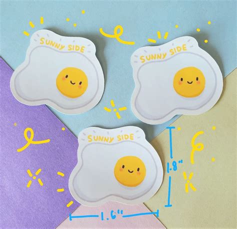 Cute Egg Sticker Set Waterproof Stickers Sunny Side Up Etsy