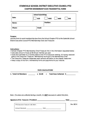 Fillable Online Pto Membership Transmittal Form Fax Email Print Pdffiller