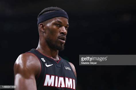 Jimmy Butler Of The Miami Heat Looks On Against The Boston Celtics